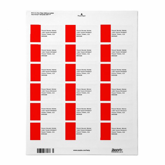 Étiquette Bordure rouge Candy Apple (Feuille entière)