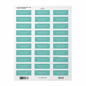 Étiquette Bordure simple turquoise blanc Adresse de retour (Feuille entière)