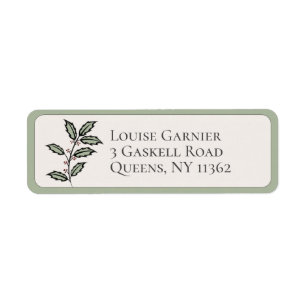 Étiquette Bordure verte de vacances Holly Berries Coin arron