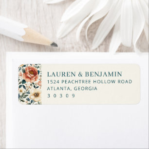 Étiquette Bordures Florales Crème Élégantes