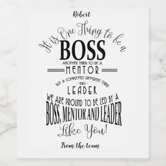 Étiquette Boss Wine (Étiquettes simples)