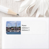 Étiquette Boston MA - Marina avec Bunker Hill Monument (En situation)