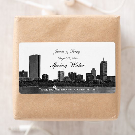 Étiquette Boston Skyline Etched H #2 Bouteille d'eau (En situation)