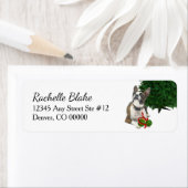 Étiquette Boston Terrier Chien Bulles de Noël Adresse de ret (En situation)