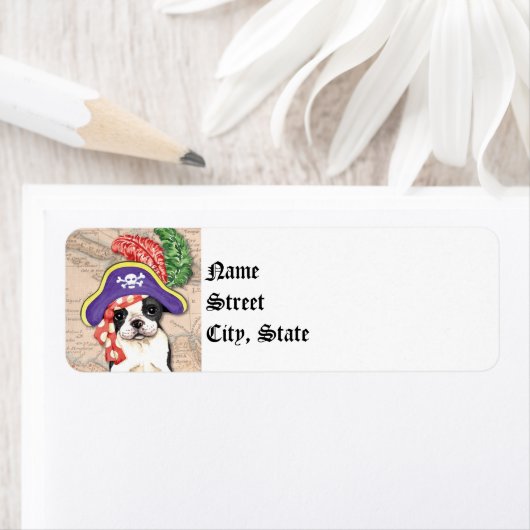 Étiquette Boston Terrier Pirate (En situation)