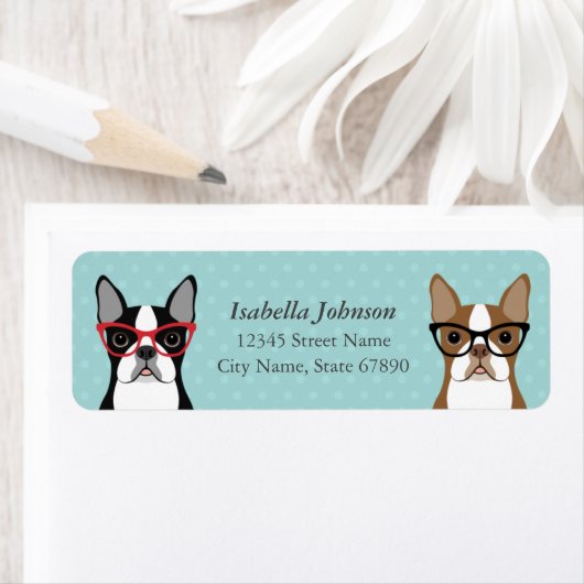 Étiquette Boston Terrier Return Address Labels (En situation)