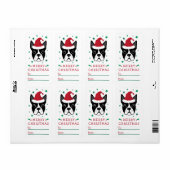 Étiquette Boston terrier Santa hat Joyeux cadeau de Noël (Feuille entière)