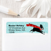 Étiquette Boston Terrier Winter Holiday mignon chien Noël (En situation)