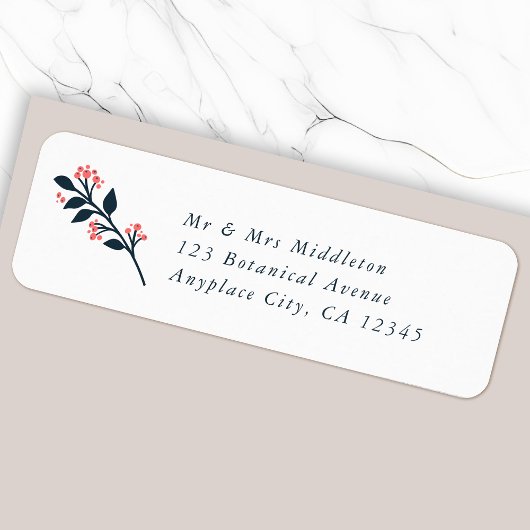 Étiquette Botanical Berry Address Label | Return Mail Labels