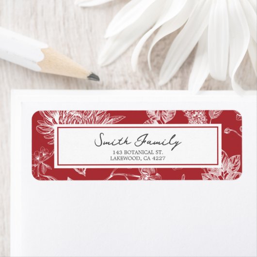Étiquette Botanical Christmas Return Address Label (En situation)