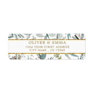 Étiquette Botanical Eucalyptus leaves wedding return address