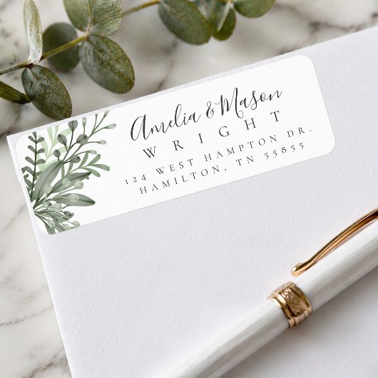 Étiquette Botanical Foliage Wedding  Return Address