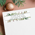 Étiquette Botanical Green Christmas Retourner l'adresse<br><div class="desc">Cette étiquette d'adresse de retour comporte des baies peintes d'aquarelle rouge,  branches de pin,  eucalyptus,  feuilles verts avec bandes vertes. Pour une personnalisation plus avancée de cette conception,  cliquez sur le lien "Customiser plus loin". Des articles correspondants sont également disponibles.</div>