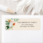 Étiquette Botanique Boho Pastel Peach Floral Adresse de reto (En situation)