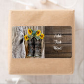 Étiquette Botte de Cheval Cowboy Tournesols (En situation)