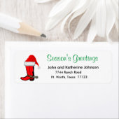 Étiquette Botte de Noël Occidentale avec chapeau de Noël (En situation)