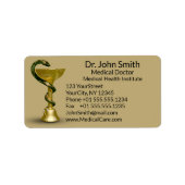 Étiquette Botte de serpent beige Hygieia Gold Caduceus Médic (Devant)