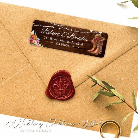 Étiquette Botte Rustique Boot Boot Western Mariage Adresse