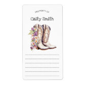 Étiquette Bottes blanches avec fleurs propriété de (Devant)