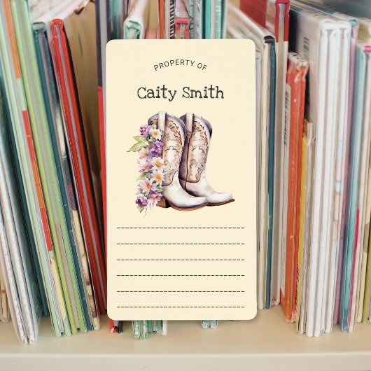 Étiquette Bottes blanches avec fleurs propriété de