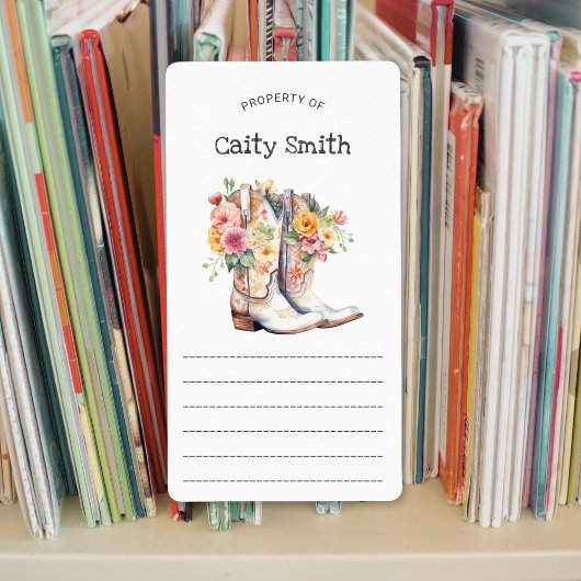 Étiquette Bottes blanches avec fleurs propriété de