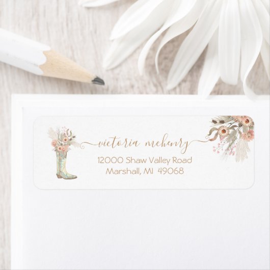 Étiquette Bottes de cowboy Floral Ouest (En situation)