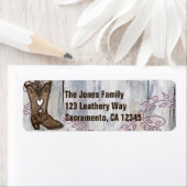 Étiquette Bottes de cowgirl rose rustique mignonnes pour dou (En situation)