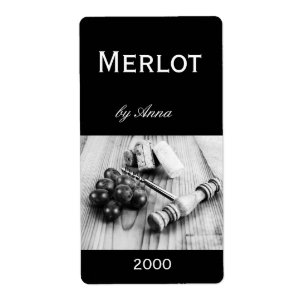 Étiquette bouchons, tire-bouchon et bouteille de vin de rais