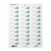 Étiquette Boucles d'aquarelle bleu hydrangées Adresse de ret (Feuille entière)