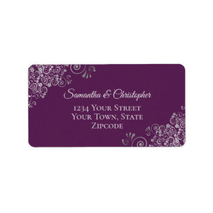 Étiquette Boucles d'argent Élégante Plum Purple Adresse Mari