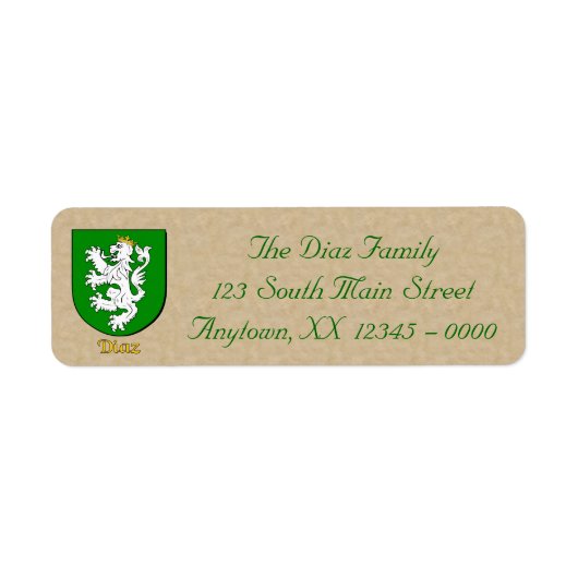 Étiquette Bouclier héraldique de Diaz (Devant)