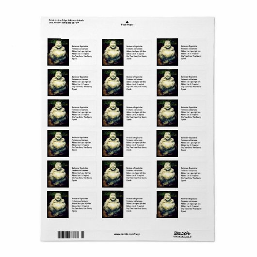 Étiquette Bouddha riant (Feuille entière)