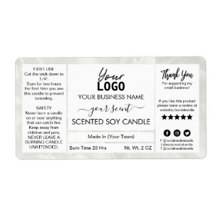 Étiquette Bougie de soja parfumé en marbre personnalisable