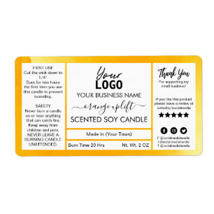 Étiquette Bougie de soja parfumée à l'aquarelle orange