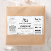 Étiquette Bougie De Soja Parfumée En Or Et Marbre Rose (En situation)