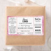 Étiquette Bougie De Soja Parfumée Rose Glittery (En situation)