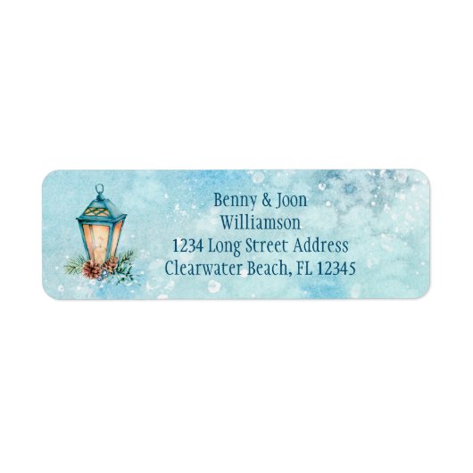 Étiquette Bougie en ivoire de Lanterne Bleue avec Pinecones (Devant)