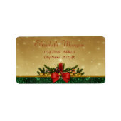 Étiquette Bougie, Pine Tree, Red Bow Holiday (Devant)