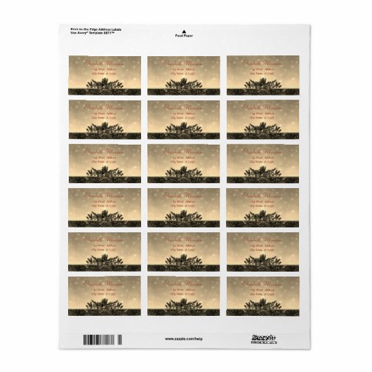 Étiquette Bougie, Pine Tree, Vacances Bow (Feuille entière)