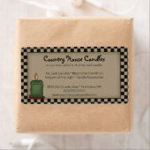 Étiquette Bougie Primitive Rustique À Carreaux De Campagne (En situation)