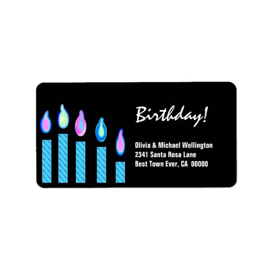 Étiquette Bougies bleues Anniversaire (Devant)