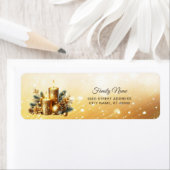 Étiquette Bougies d'or Noël Holiday Adresse de retour (En situation)