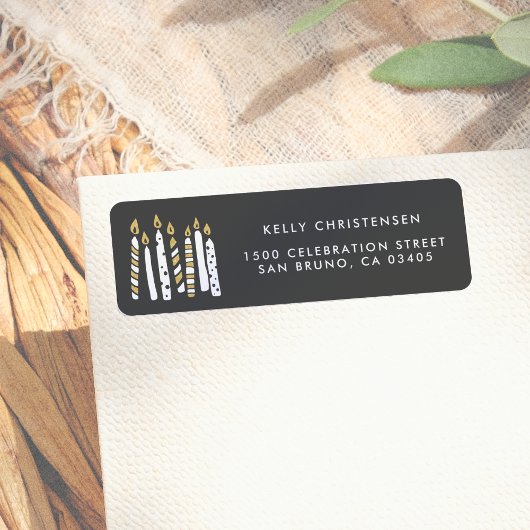 Étiquette Bougies Parties scintillant or Anniversaire Adress