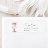 Étiquette Boulangerie Elegance Gâteau Rose Aquarelle (En situation)