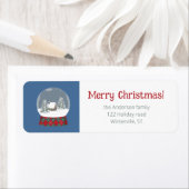 Étiquette Boule de neige avec petite maison - (En situation)