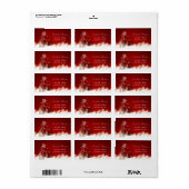 Étiquette Boule de Noël, Flocons, Rouge (Feuille entière)