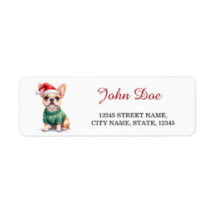 Étiquette Bouledogue français en pull de Noël Adresse de ret