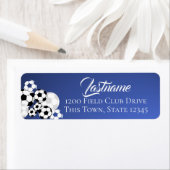 Étiquette Boules de football bleu et blanc Adresse (En situation)