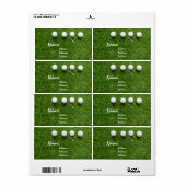 Étiquette Boules de golf et tee sur gazon vert (Feuille entière)