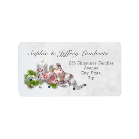 Étiquette Boules de Noël, bougie, pin (Devant)